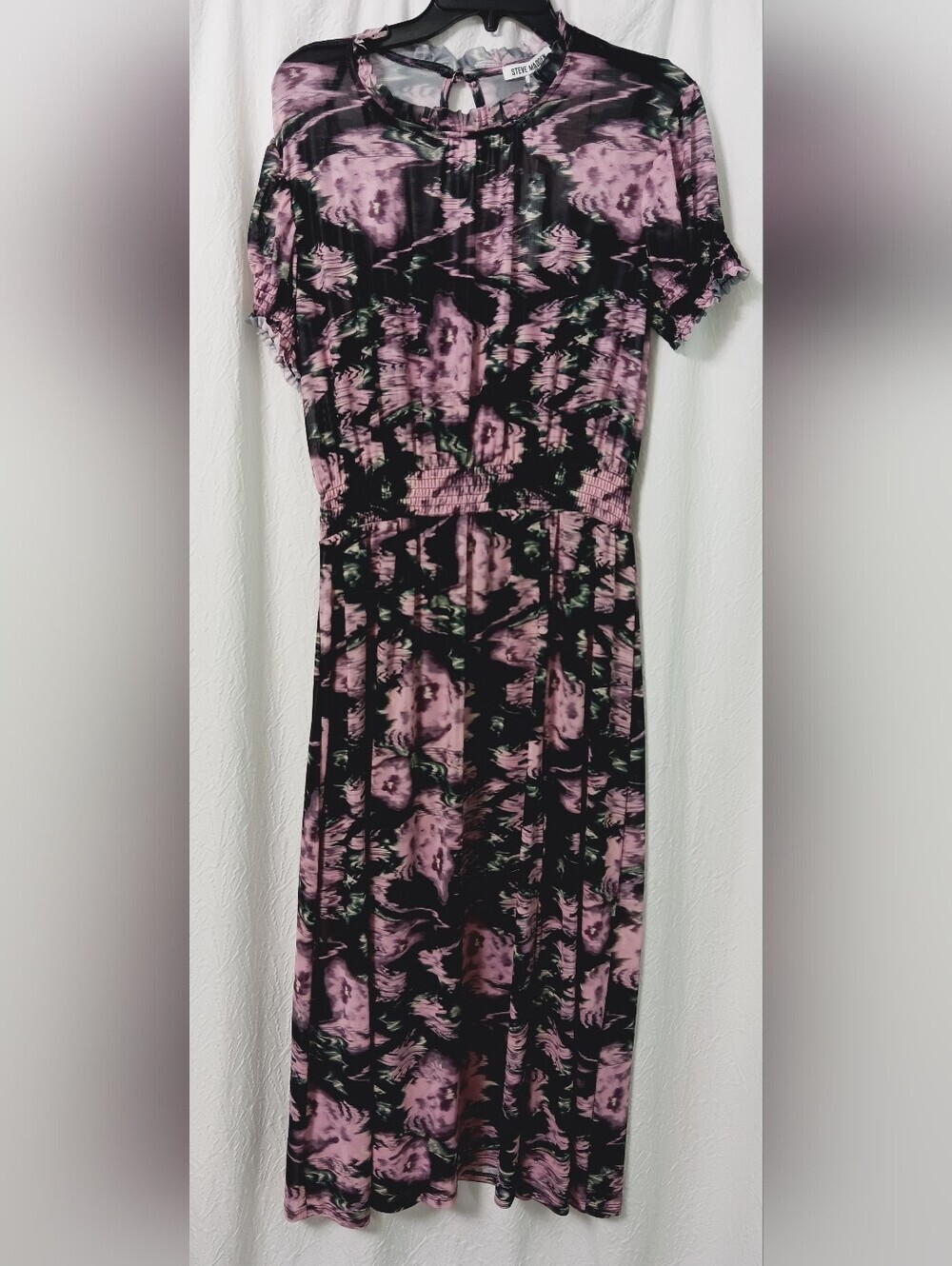 NWT STEVE MADDEN Stylish Tie-Dye Midi Dress in Pink and Black Size L